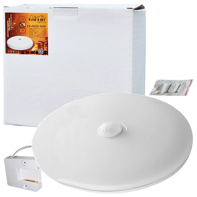 LED светильник+датчик движения СЕ065S 36W 3240Лм 4000K Ø230*50MM IP44 Led City - изображение 6
