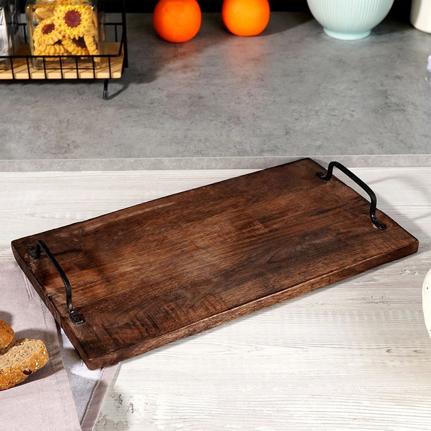 Taca do serwowania Vilde drewniana z uchwytami 40.5 x 5.5 x 21.5 cm (8719987847523) - obraz 7