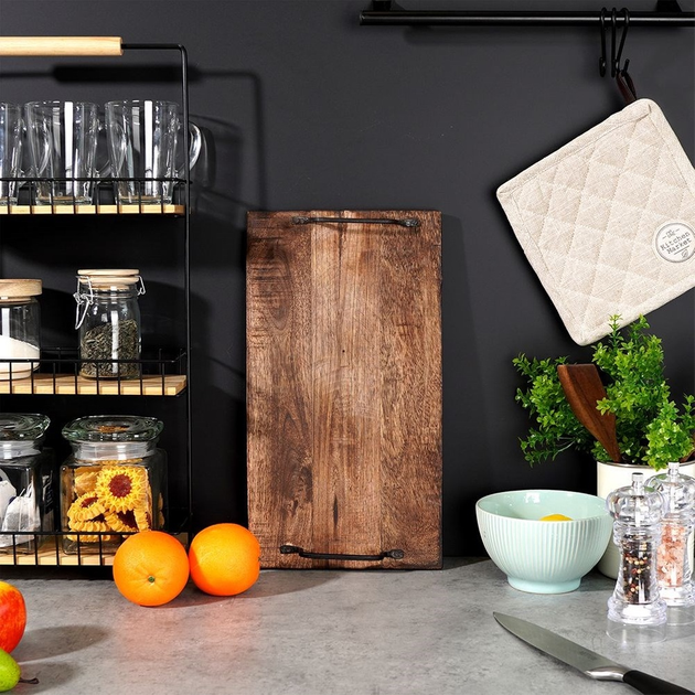 Taca do serwowania Vilde drewniana z uchwytami 40.5 x 5.5 x 21.5 cm (8719987847523) - obraz 9