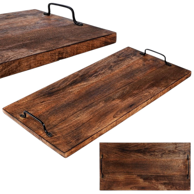 Taca do serwowania Vilde drewniana z uchwytami 56 x 5.4 x 29.6 cm (8719987847547) - obraz 5