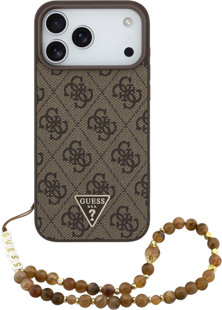 Etui plecki Guess 4G Strap Triangle Logo MagSafe do iPhone 17 Pro Max Brown (3666339526535) - obraz 1