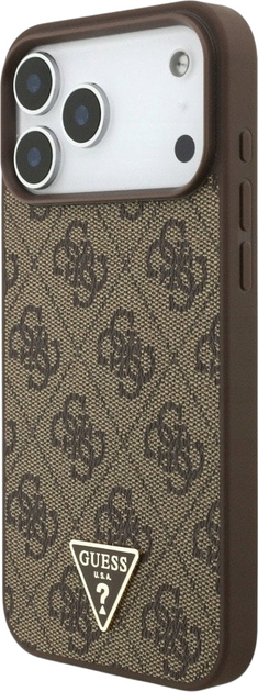 Etui plecki Guess 4G Strap Triangle Logo MagSafe do iPhone 17 Pro Max Brown (3666339526535) - obraz 2