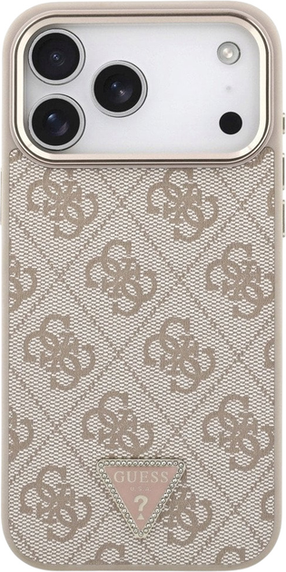 Etui plecki Guess 4G Triangle Logo MagSafe do iPhone 17 Pro Max Pink/Gold (3666339521462) - obraz 3