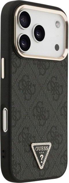 Etui plecki Guess 4G Triangle Logo MagSafe do iPhone 17 Pro Black/Gold (3666339520977) - obraz 4