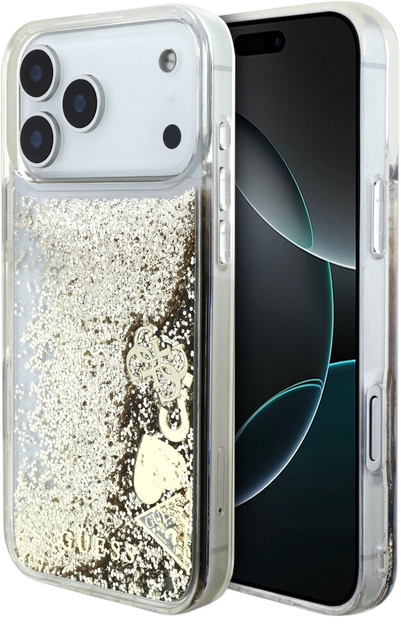 Панель Guess Liq. Glitter 4 Charms дляiPhone 17 Pro Max Gold - зображення 1