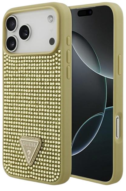 Панель Guess Rhinestone Triangle Logo для iPhone 17 Pro Max Gold - зображення 1