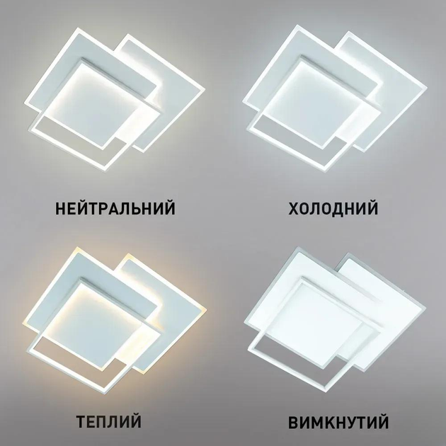 Керована світлодіодна люстра Esllse VEGA triple 80W 3S-ON/OFF 470х470х60-WHITE/WHITE-220-IP20 - зображення 9