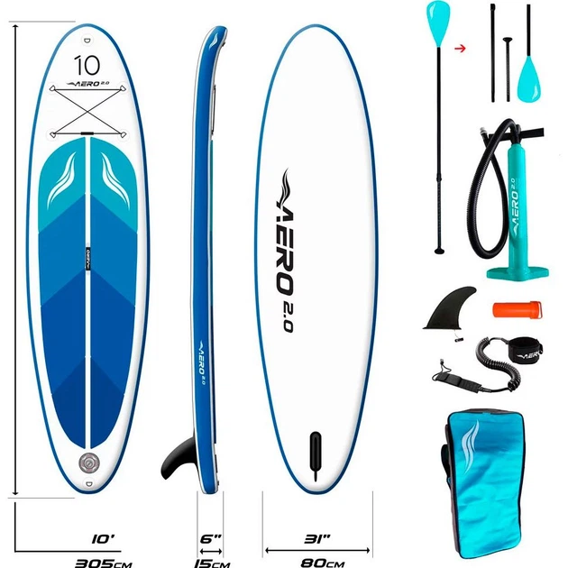 Надувная SUP доска AERO Board 2.0 (305х15х80см) 10' Blue Ocean [140348] - изображение 2