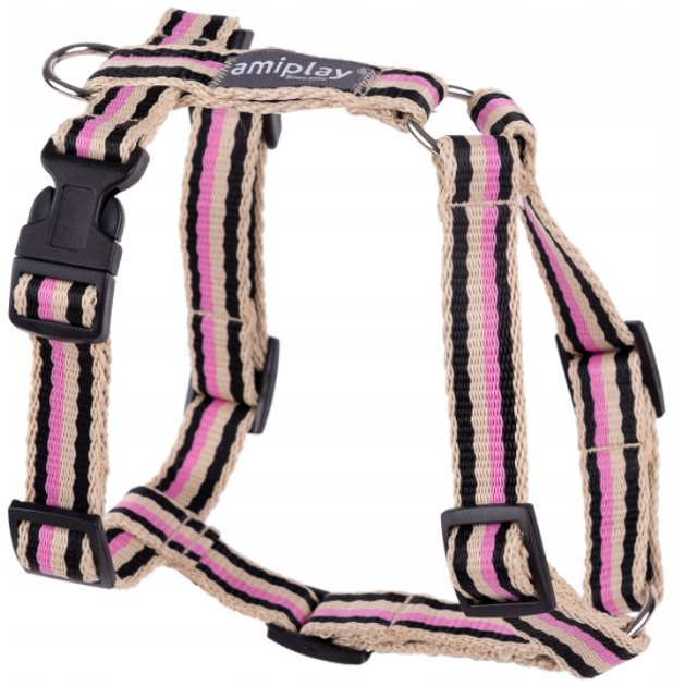 Шлея регульована для собак Amiplay Guard Popular L Чорно-рожева (5907563315358) - зображення 1