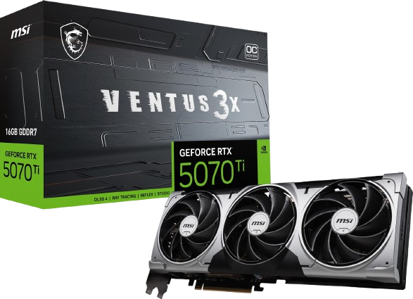 Відеокарта GeForce RTX 5070 Ti 16GB MSI Ventus 3X OC (RTX 5070 Ti 16G VENTUS 3X OC) - Фото 1 Відеокарта GeForce RTX 5070 Ti 16GB MSI Ventus 3X OC (RTX 5070 Ti 16G VENTUS 3X OC) - изображение 1