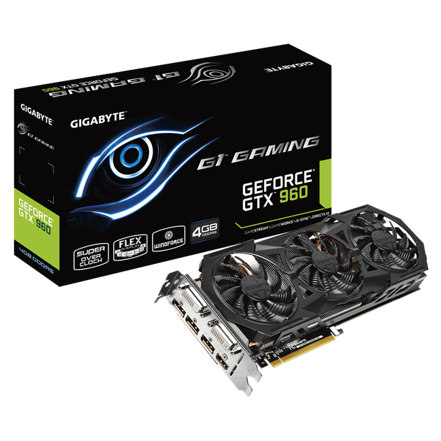 Відеокарта GeForce GTX 960 4GB Gigabyte Gaming (GV-N960G1 GAMING-4GD) Б/В - Фото 1 Відеокарта GeForce GTX 960 4GB Gigabyte Gaming (GV-N960G1 GAMING-4GD) Б/В - изображение 1