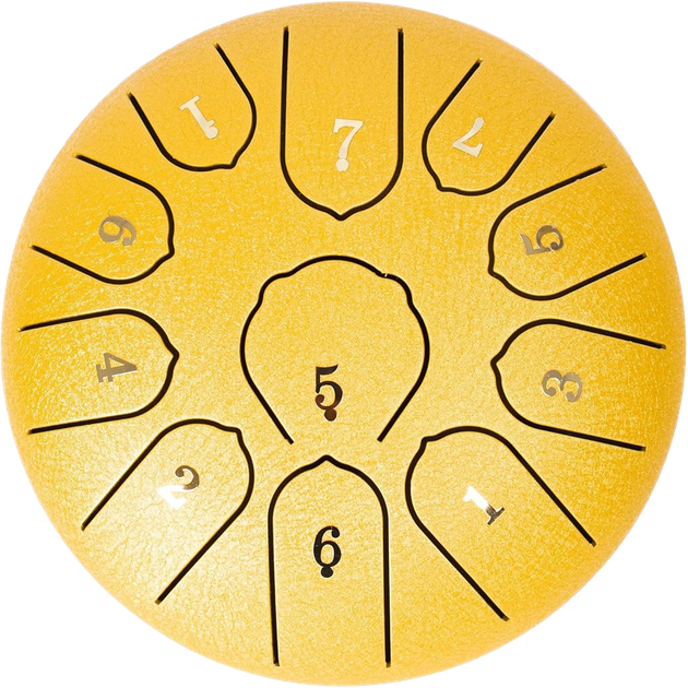 Глюкофон ручной язычковый барабан на 11 нот 16см Tongue Drum Yellow инструмент для медитации и йоги - изображение 3