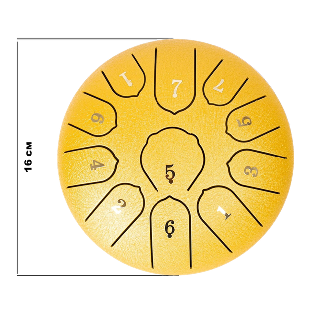 Глюкофон ручной язычковый барабан на 11 нот 16см Tongue Drum Yellow инструмент для медитации и йоги - изображение 5