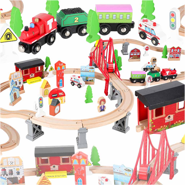 Kolejka drewniana - tor samochodowy KIK 70 elementów KX6488 (5903039705944) - obraz 4