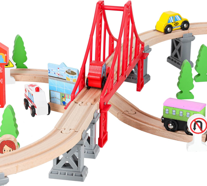 Kolejka drewniana - tor samochodowy KIK 70 elementów KX6488 (5903039705944) - obraz 5