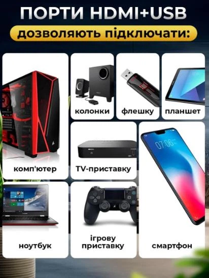 Проектор портативный смарт Full HD 4K Android Wi-Fi Bluetooth 5000 люмен Белый - изображение 9