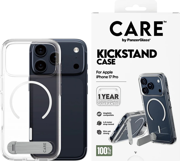 Etui CARE by PanzerGlass Feature w. Kickstand & MagSafe do Apple iPhone 17 Pro Transparent (CR77825) - obraz 3