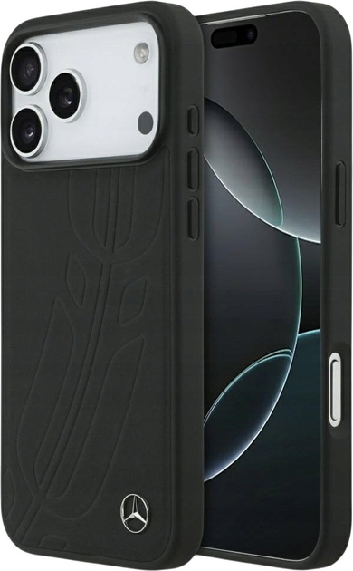 Панель Mercedes Leather Large Laurel Leaves MagSafe Case для iPhone 17 Pro Max Black (3666339507466) - зображення 1