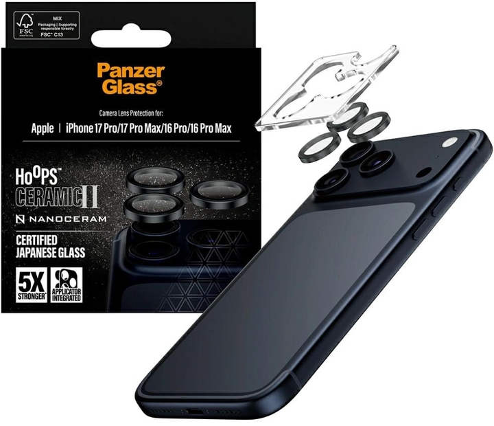 Szkło hartowane Panzer Glass Hoops Ceramic II do iPhone 17 Pro / 17 Pro Max / 16 Pro / 16 Pro Max Black (5715685027284) - obraz 2