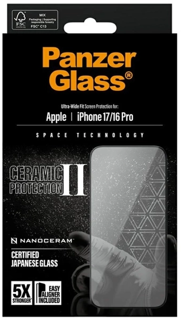 Захисне скло Panzer Glass Ceramic II Ultra-Wide Fit EasyAligne для Apple iPhone 16 / 16 Plus / 17 (5715685026638) - зображення 5