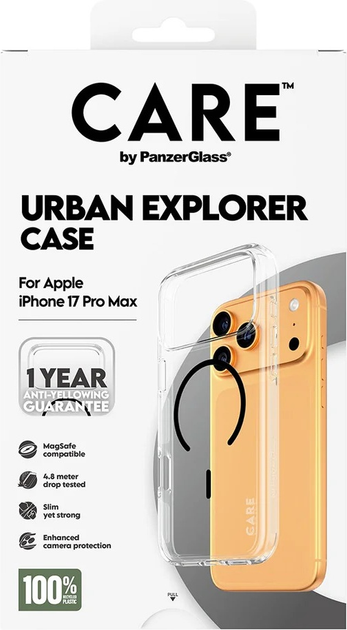 Etui CARE by PanzerGlass Flagship Urban Explorer w. Black MagSafe do Apple iPhone 17 Pro Max Transparent (CR99532) - obraz 4