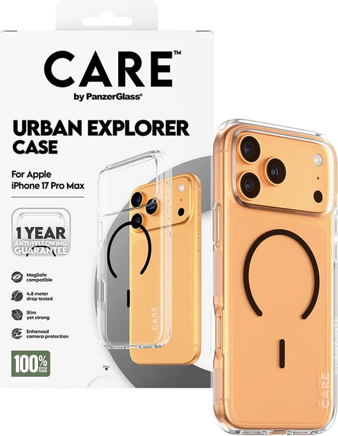 Etui CARE by PanzerGlass Flagship Urban Explorer w. Black MagSafe do Apple iPhone 17 Pro Max Transparent (CR99532) - obraz 5