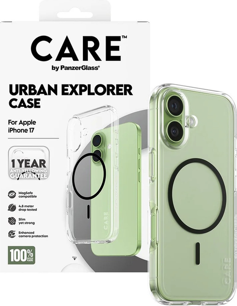Etui CARE by PanzerGlass Flagship Urban Explorer w. Black MagSafe do Apple iPhone 17 Transparent (CR85101) - obraz 4
