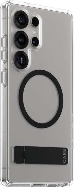 Etui plecki CARE by PanzerGlass Case Transparent w. Black Kickstand & Qi Compatible do Samsung Galaxy S25 Ultra (CRRFBKQG38488) - obraz 1