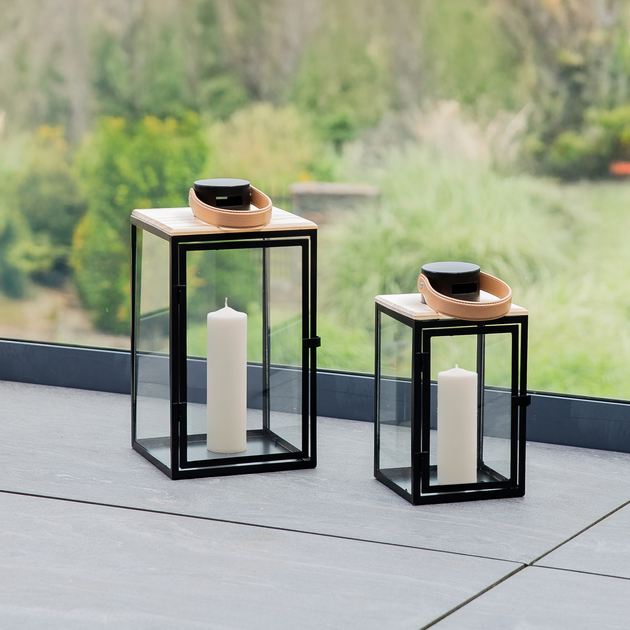 Ліхтар My Home Dark Leather Чорний 21 x 21 x 40 см (5907078435718) - зображення 4