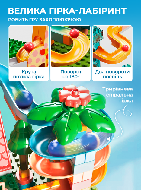 Конструктор детский большие детали развивающий игровой набор строительные кубики Веселые горки 255 деталей для мальчика и девочки от 3 лет подарок ребенку на день рождения DobraMAMA разноцветный 73715 - Фото 7 Конструктор детский большие детали развивающий игровой набор строительные кубики Веселые горки 255 деталей для мальчика и девочки от 3 лет подарок ребенку на день рождения DobraMAMA разноцветный 73715 - изображение 7