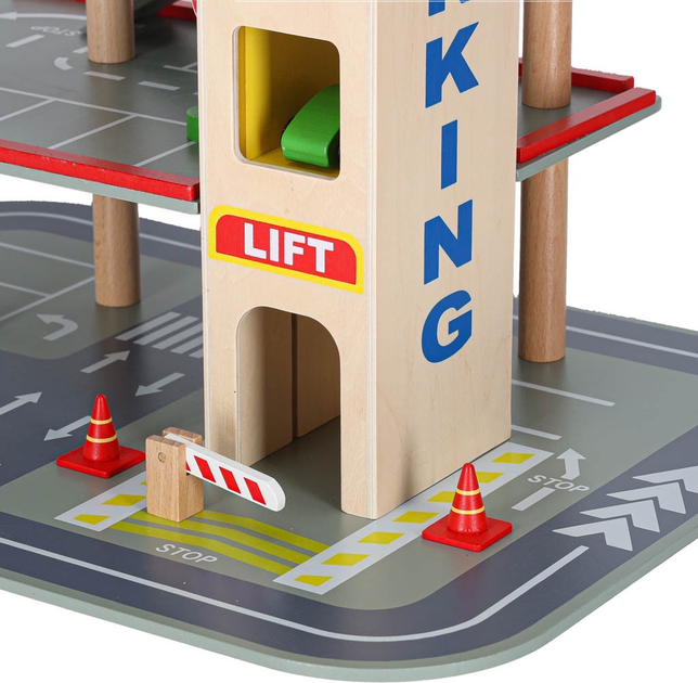 Паркінг гараж KIK LULILO BENINO багаторівневий дерев'яний, з ліфтом і машинками KX5853 (6971608447631) - зображення 4