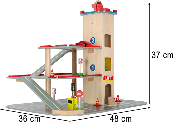 Паркінг гараж KIK LULILO BENINO багаторівневий дерев'яний, з ліфтом і машинками KX5853 (6971608447631) - зображення 13