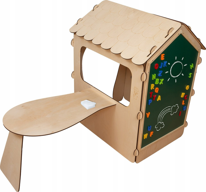 Садовий будиночок Ikonka дерев'яний столик, крейдяна дошка, 86 x 137 x 105 см (5905325439151) - зображення 8