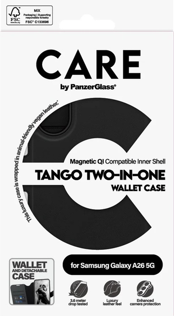 Etui z klapką CARE by PanzerGlass Tango 2-in-1 Wallet Case do Samsung Galaxy A26 Black (CRRFTWLG38541) - obraz 5