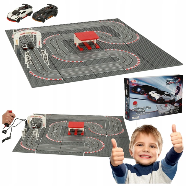 Космічний автомобільний трек KIK електричний поліцейський 2 машини контролери повороти будівельні блоки GD-03 KX3490_2 (5903039754621) - зображення 7