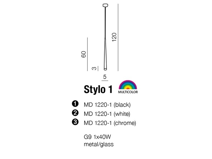 Люстра AZzardo STYLO 1 AZ0116 (MD1220-1-BK ) - зображення 2