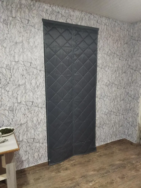 Теплоізоляційна штора на магнітах на двері 90х210 см Сірий (THERMAL-90x210GREY) - изображение 6