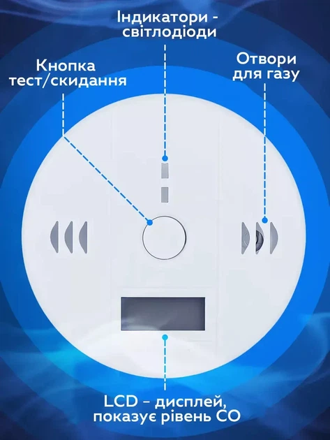Сигналізатор газу побутовий, датчик витоку чадного газу - зображення 3