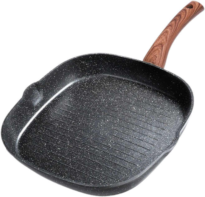 Сковорода-гриль Vilde Black & Wood гранітова 28x28 см (5904316475345) - зображення 2