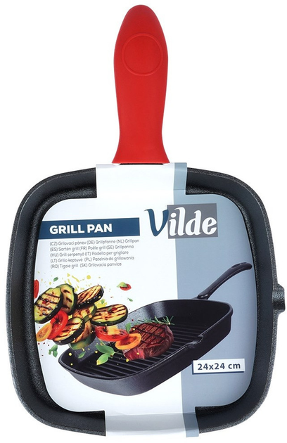 Patelnia do grillowania Vilde Cast Line żeliwna z silikonową nakładką 24.5x24 cm (5904316471828) - obraz 1
