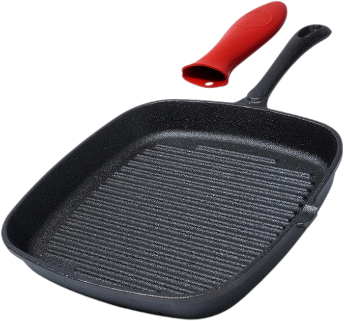 Patelnia do grillowania Vilde Cast Line żeliwna z silikonową nakładką 24.5x24 cm (5904316471828) - obraz 7