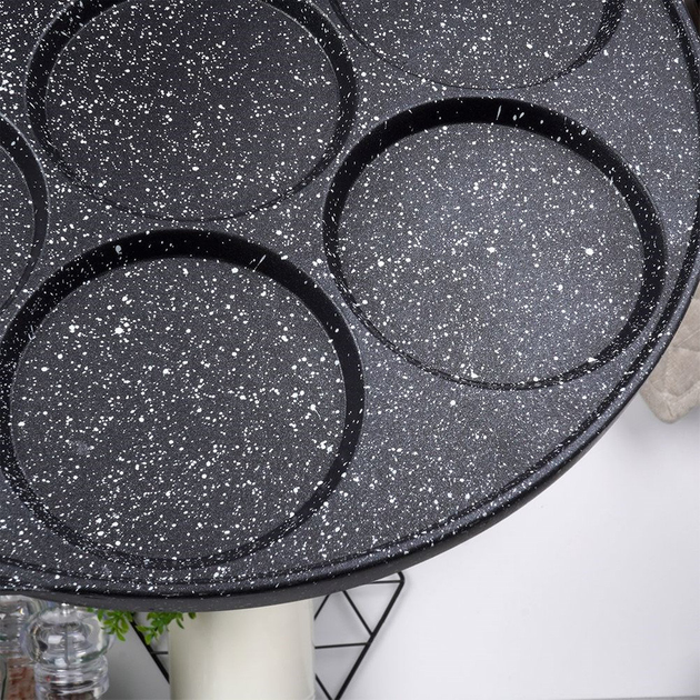 Сковорода для яєць Vilde Black & Wood гранітова на 7 відділів 26 см (5904316465094) - зображення 4