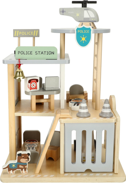 Паркінг гараж дерев'яний KIK Поліцейський відділок - трек, поліцейська машина, гелікоптер KX3773 (5903039750982) - зображення 3