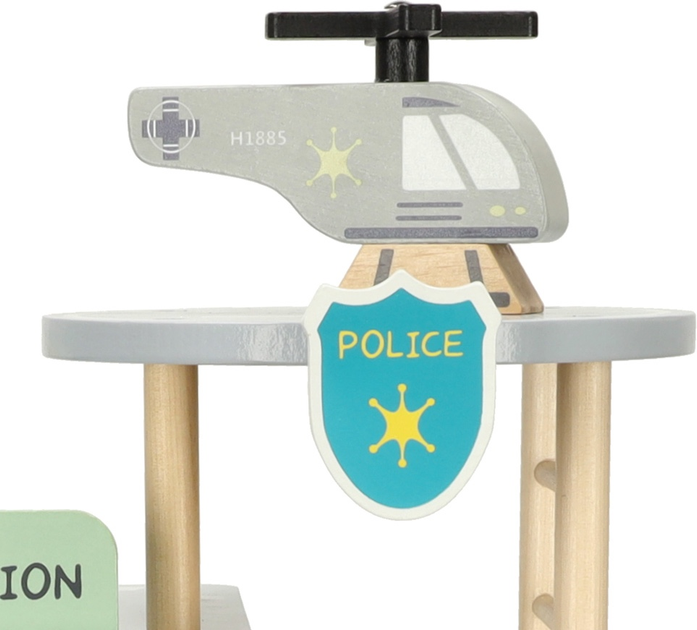 Паркінг гараж дерев'яний KIK Поліцейський відділок - трек, поліцейська машина, гелікоптер KX3773 (5903039750982) - зображення 4