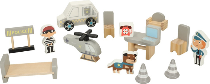 Паркінг гараж дерев'яний KIK Поліцейський відділок - трек, поліцейська машина, гелікоптер KX3773 (5903039750982) - зображення 6