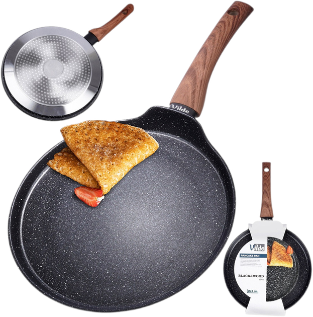 Patelnia do naleśników Vilde Black & Wood granitowa 24 cm (5904316475338) - obraz 9