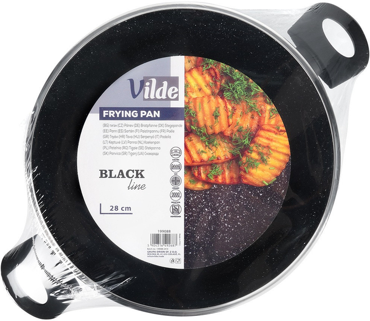 Patelnia Vilde Black Line granitowa z pokrywką 28 cm (5904316492687) - obraz 8