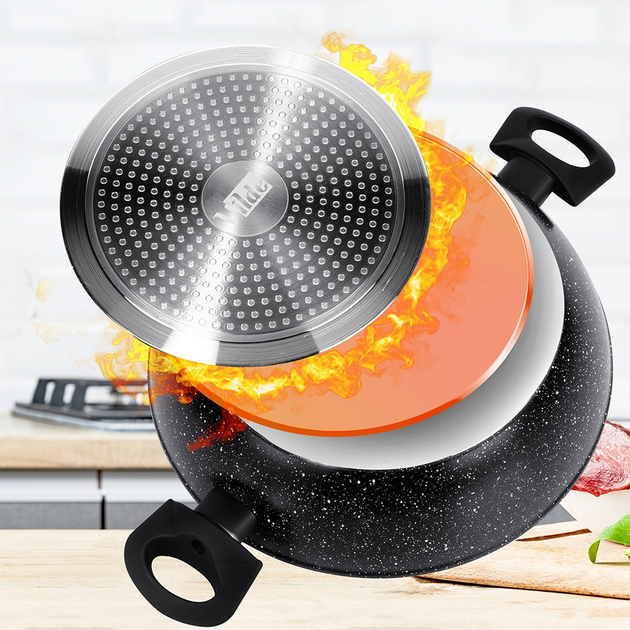 Patelnia Vilde Black Line granitowa z pokrywką 28 cm (5904316492687) - obraz 12