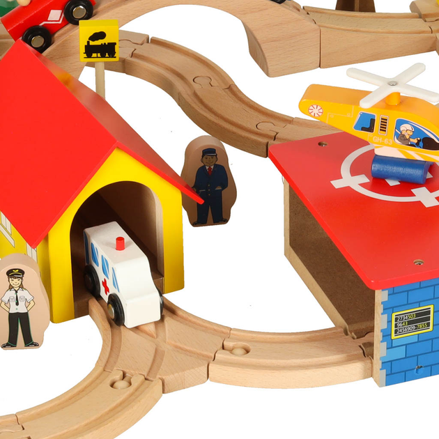 Kolejka drewniana Ikonka pociąg lokomotywa miasto 69 elementów KX3495 (5903039754195) - obraz 8