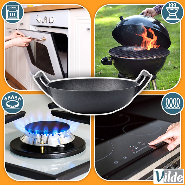 Patelnia wok Vilde Cast Line żeliwna 32 cm (5900670102323) - obraz 6